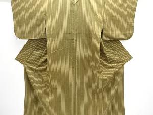 アンティーク　縞模様織り出し手織り紬着物